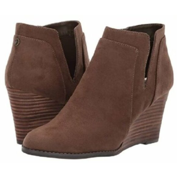 Anne Klein Shoes - Anne Klein Retro Vibes | Vegan Suede Wedge Booties | Size 10.5